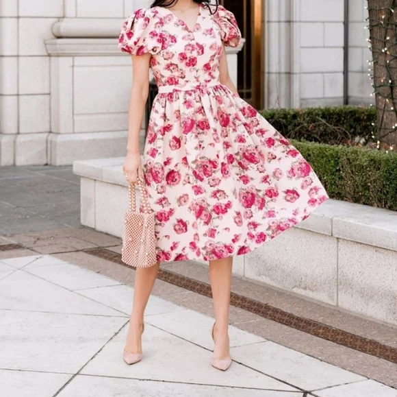 rachel parcell pink dress Today's Sunday best! Isla Rose and I are both wearing the new @rachelparcell fall collection, available now!! #myrpdress #pinkdress #family #sundaybest #lds